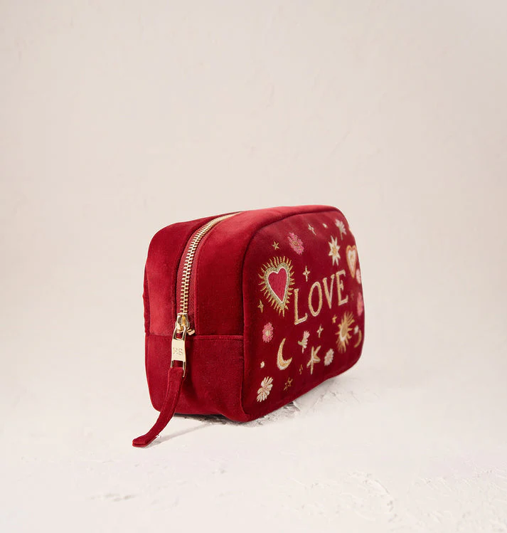 Love Charm Velvet Makeup Bag Rouge - Image 3