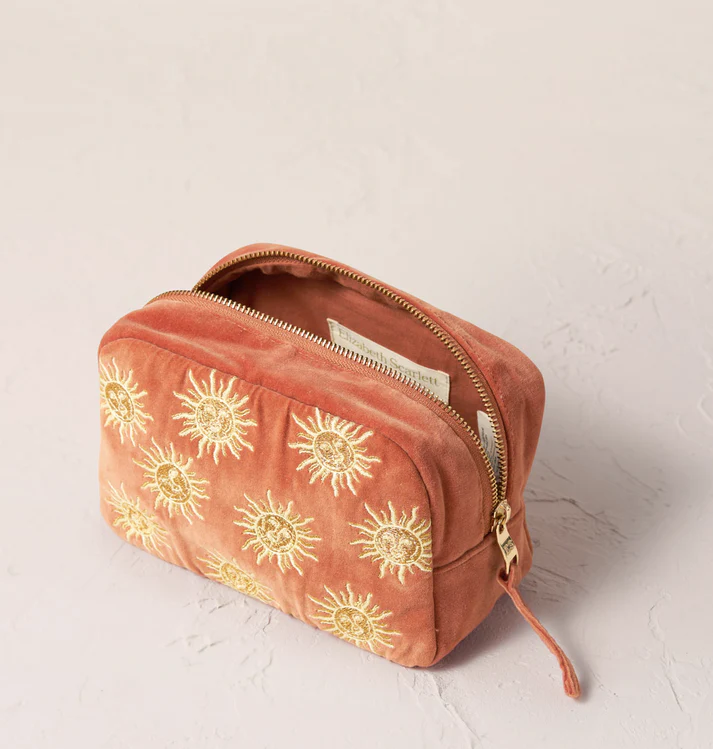 Sun Goddess Rust Velvet Make Up Bag - Image 3